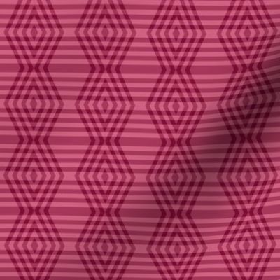 JP7 - Small - Buffalo Plaid Diamonds on Stripes in Rustic PInk Pastel and Rosy Red - 1 inch repeat