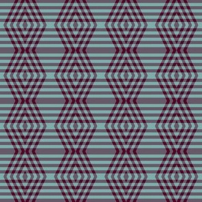 JP8 - Small - Buffalo Plaid Diamonds on Stripes in Rich Burgundy and Teal Pastel