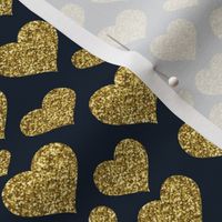 Hearts - Gold Glitter Navy