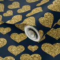 Hearts - Gold Glitter Navy