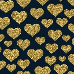 Hearts - Gold Glitter Navy