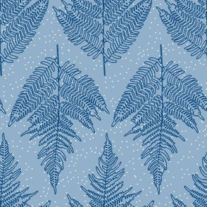 Symmetrical Fern Leaves on Light Blue Paducaru