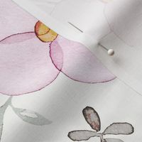 Spring Pink flowers on off white - Large