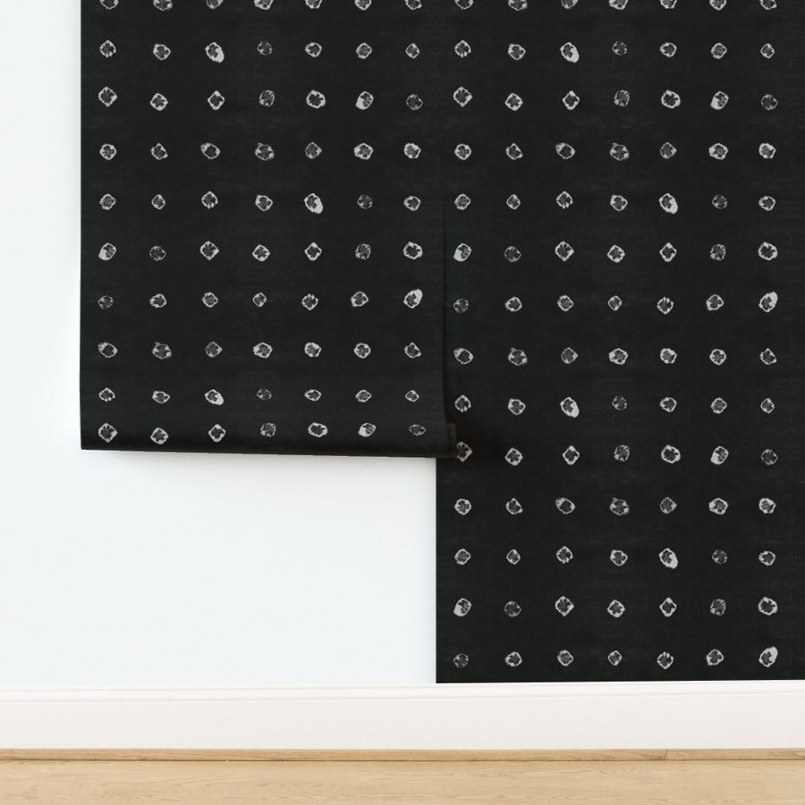 Shibori white dots over black background