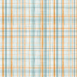 Summer sunset / Plaid in light blue orange