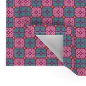 Dog Noseprint Moroccan Tile in  Purple, Pink, Aqua and Yellow by Paducaru