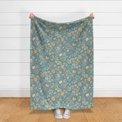 Summer sunset watercolor floral teal