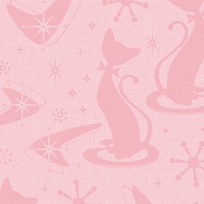 Kitten Silhouettes in Pink Linen