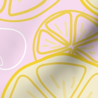 Fresh Lemonade - Slices of lemon on a pink background