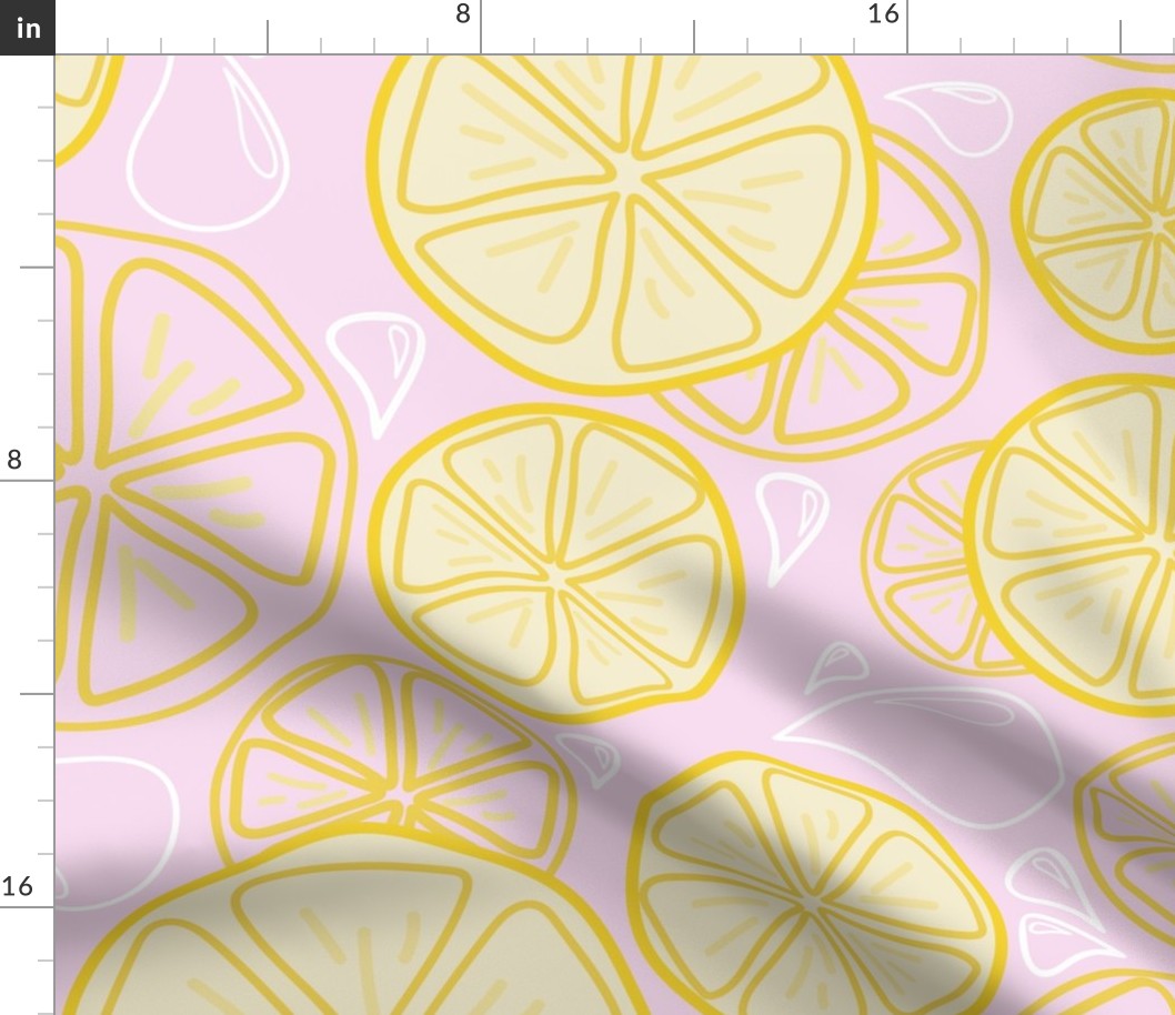 Fresh Lemonade - Slices of lemon on a pink background