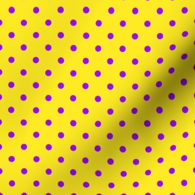 Quarter Inch Purple Polka Dots on Yellow