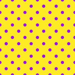 Quarter Inch Purple Polka Dots on Yellow