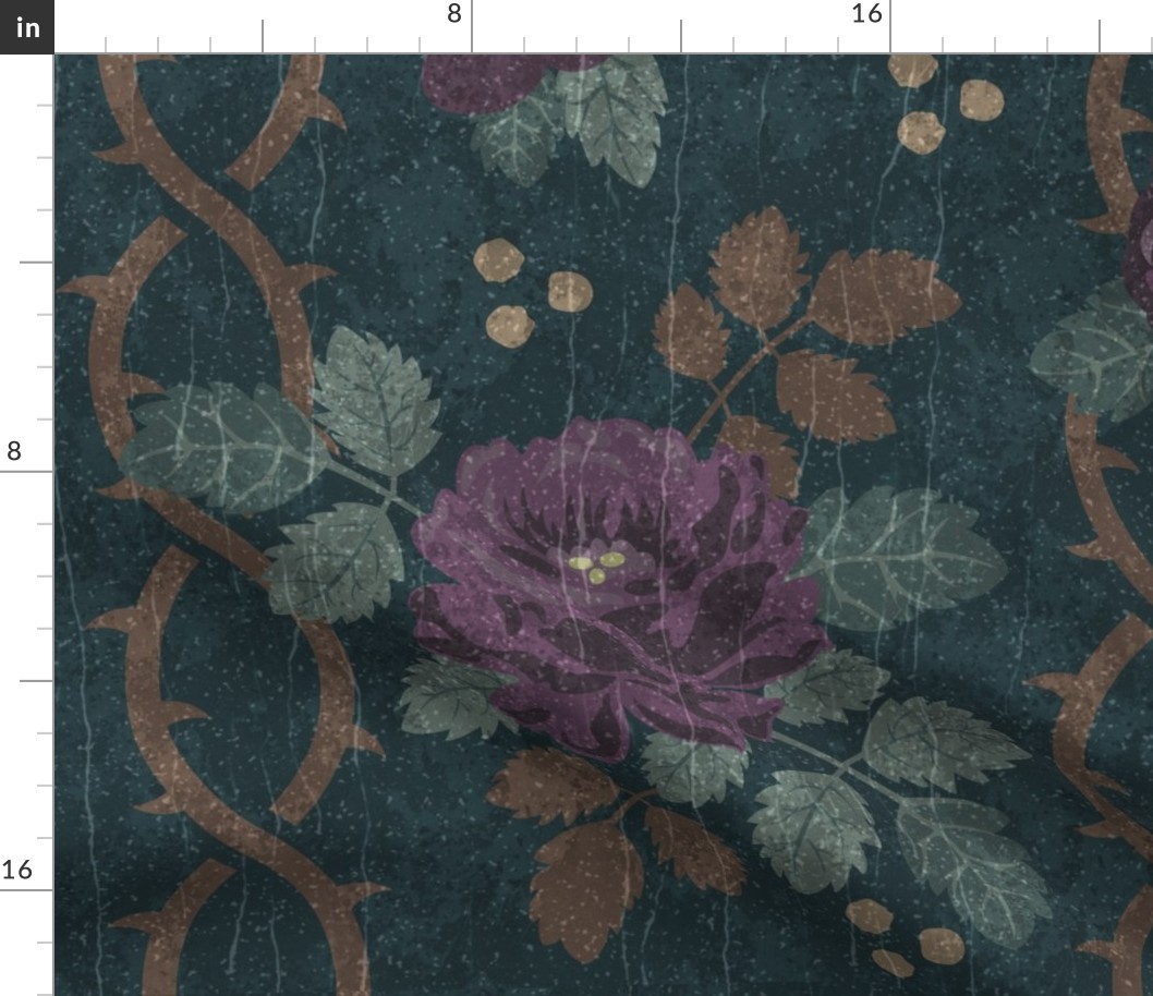 Textured Roses-Teal-XL