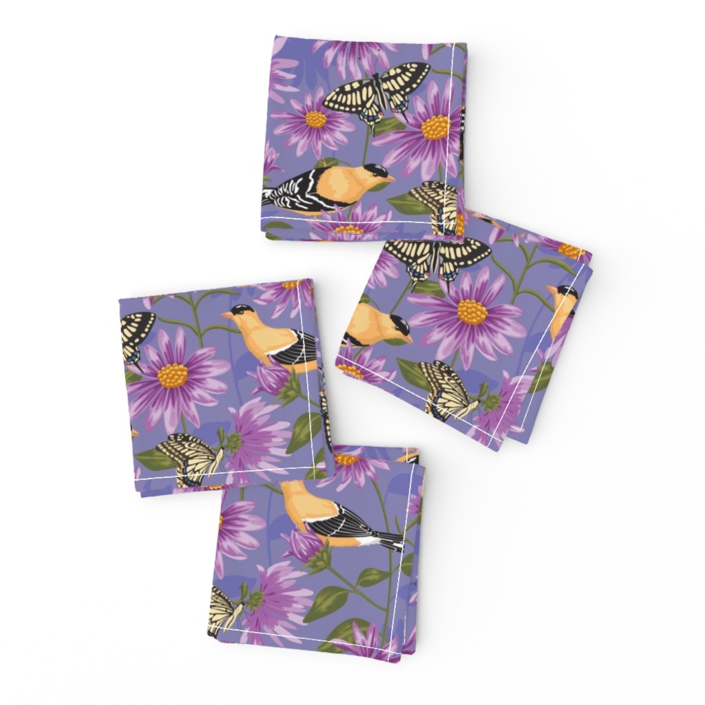 Goldfinches & Purple Asters 