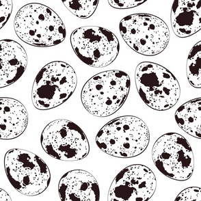 Quail eggs on white background Vector seamless pattern-01