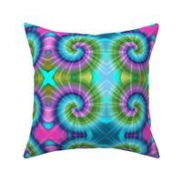 Tie Dye Rams Horns in Turquoise Purple and Green