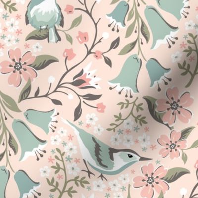 Flowers and Birds: Blush with Pink Flowers