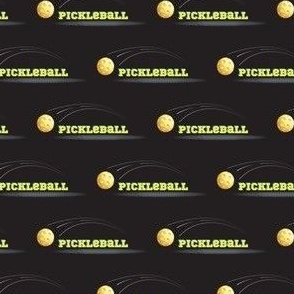 PickleBall  Yellow Text & Ball on Black 
