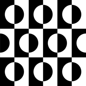 Large Black and White Offset Half Circles Inside Squares