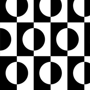 Medium Black and White Offset Half Circles Inside Squares