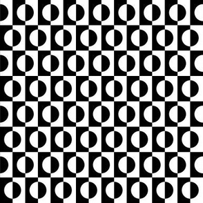Small Black and White Offset Half Circles Inside Squares