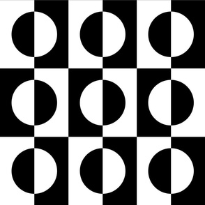 Large Black and White Half Circles Inside Squares