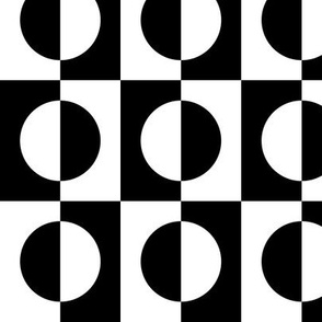 Medium Black and White Half Circles Inside Squares