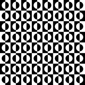 Small Black and White Half Circles Inside Squares