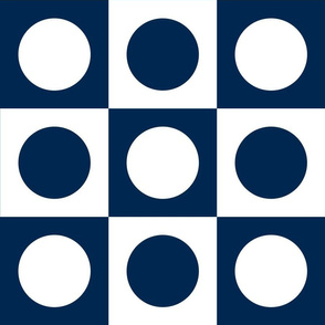 Large Navy Blue and White Circles Inside Squares