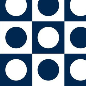 Medium Navy Blue and White Circles Inside Squares