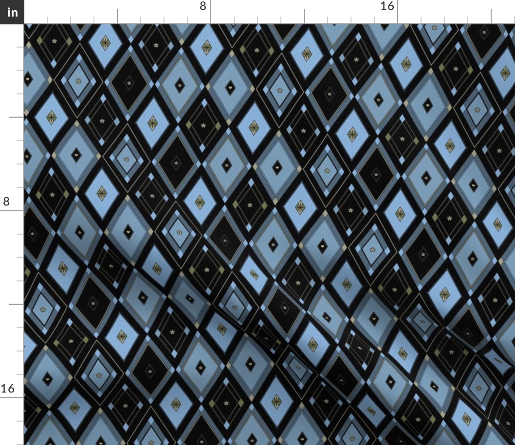 Geometric Diamonds - Glory (blue and black 1)