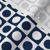 Small Navy Blue and White Circles Inside Squares
