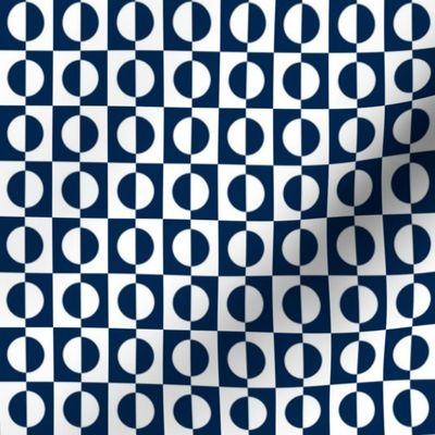 Small Navy Blue and White Half Circles Inside Squares