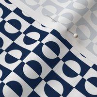 Small Navy Blue and White Half Circles Inside Squares