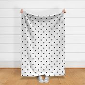 One Inch Black Square Polka Dots on White