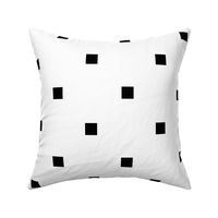 One Inch Black Square Polka Dots on White