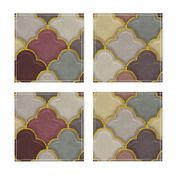 Shiny Ogee Half Drop Tiles in Morocco Colors