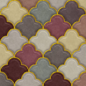 Shiny Ogee Half Drop Tiles in Morocco Colors