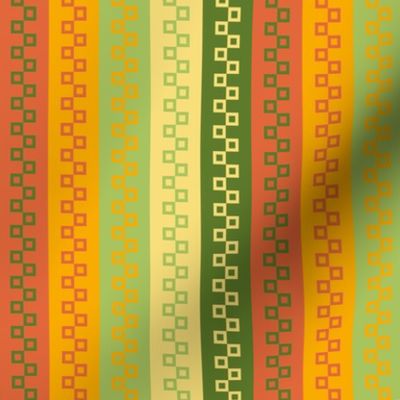 Cubist Stripes in Green, Yellow and Orange