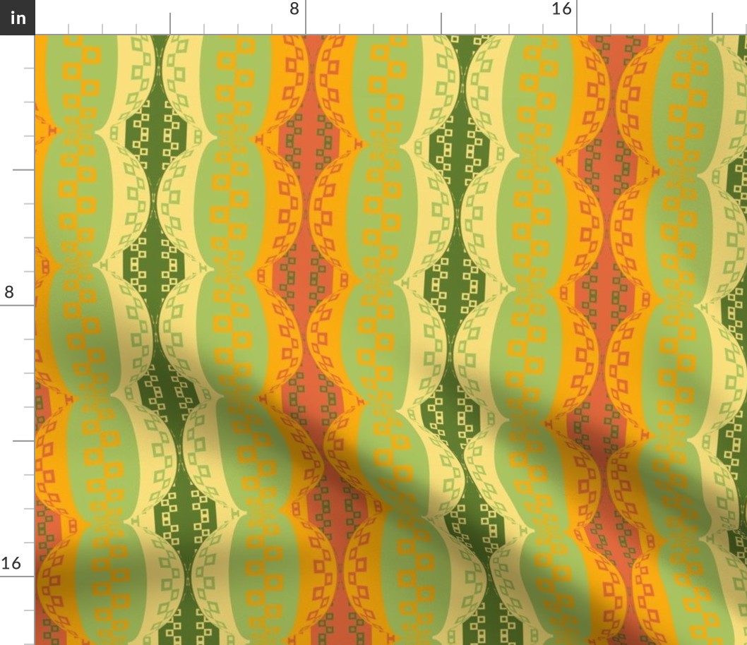 Sizzliing Geometric Hybrid Stripes in Orange - Green - Yellow