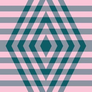 JP1 - Large - Buffalo Plaid Diamonds on Stripes in Aquamarine and Pastel Pink