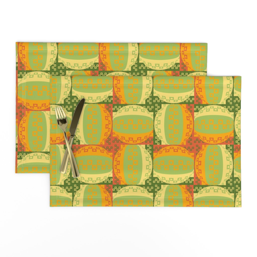 Four Square Geometric Hybrid Nuggets in Orange, Yellow and Green