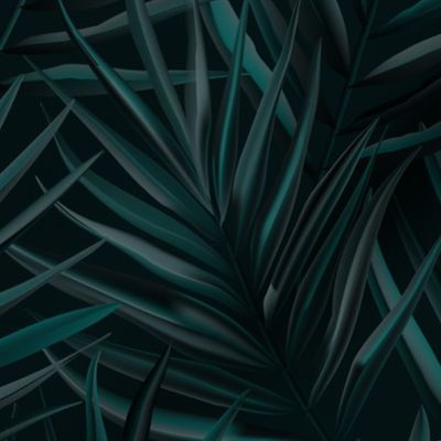 Dark palm leaves