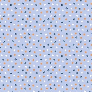 playful floral polka dots - sky blue background - small scale