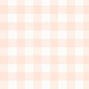 3/4" Gingham: Pastel Blush Peach Gingham Check, Small Check