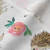 hedgehog and roses pink