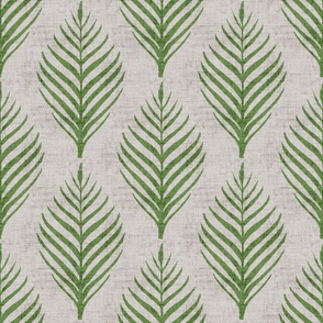Linen Palm Frond in green and neutral