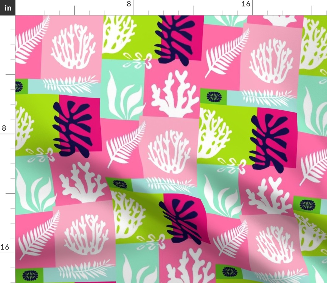 Coral & Seaweed, a Tropical Patchwork -  Larger