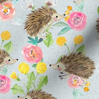 hedgehog and flowers