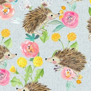 hedgehog and flowers